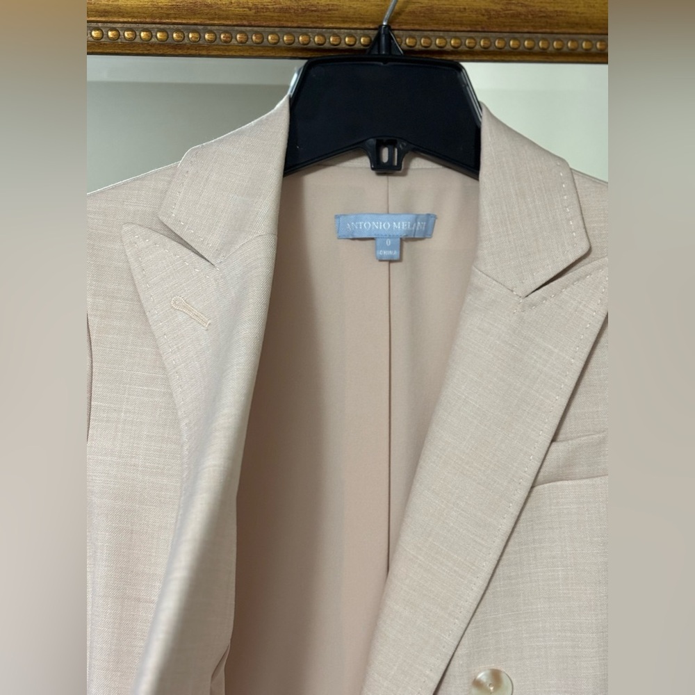 Antonio Melani Tailored Blazer Cream Size 0 Double Breasted - Picture 4 of 4